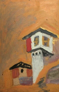 Vintage expressionist oil painting cityscape - Imagen 1 de 12
