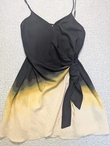 H&M Wrap Dress M Black/Yellow/Cream - Picture 1 of 5