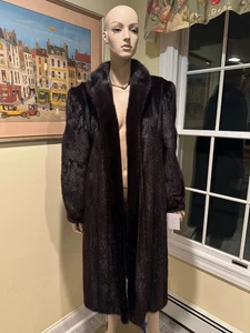 New! 45" Long Size 8/10 Medium Female Ranch Black Full Length Mink Real Fur Coat - Picture 1 of 7