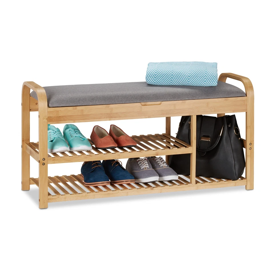Schuhbank Flursitzbank Garderobenbank grau Schuhbank mit Stauraum leicht - Bild 1 von 4