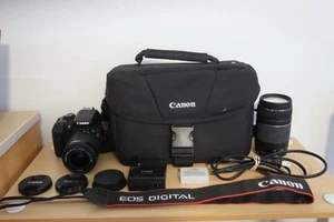 Canon EOS Rebel T5i Camera with 18-55mm 75-300mm Lens Battery Charger Strap Bag - Picture 1 of 17