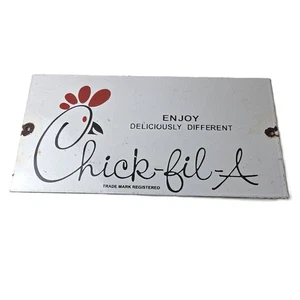Vintage Chick Fil A Sign - Chicken Fast Food Porcelain Gas Pump Sign - Picture 1 of 14