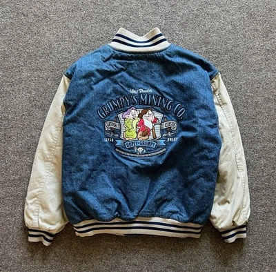 Chaqueta de mezclilla azul universitaria Grumpy’s Mining Co bordada Disney de colección años 90 para hombre M Foto 1 de 4