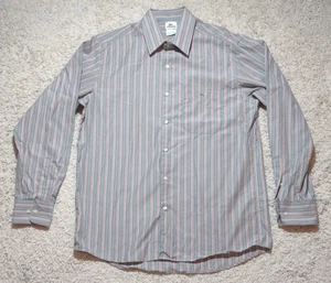 Lacoste Dress Shirt Men's Size 42 Button Up Gray Red Striped Long Sleeve Cotton - Picture 1 of 12