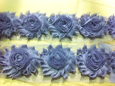 Borde de encaje floral - Rosa de gasa deshilachada - Flores nupciales Shabby Chic 1 yarda y más Foto 1 de 2