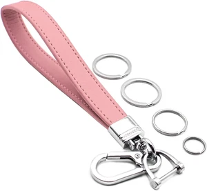 Car Fob Key Chain Genuine Leather Wristlet Strap Keychains Holder for Men and Wo - Picture 1 of 12