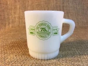1979 Fire King Milk Glass Mug/Cup “Peoples Bank-Nelsonville, OH”- Vintage - Picture 1 of 6