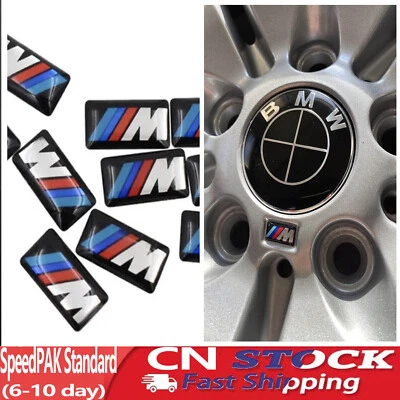 10PC M SPORT PERFORMANCE ALLOY WHEEL BADGE STICKER EMBLEM DECAL BMW 17MM X 11MM Foto 1 de 4