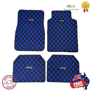 Checkered Floor Mats Akashi Tomu - Blue JDM CARPET Car floor mats Universal - Picture 1 of 8