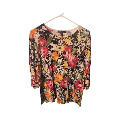 Suéter Ralph Lauren Negro Rosa Amarillo Rosa Estampado Floral Flor Multicolor 2X Foto 1 de 4
