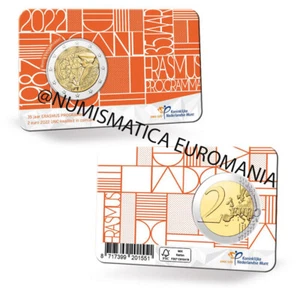 2 EURO PAESI BASSI 2022 ERASMUS OLANDA UNC FDC IN COINCARD UFFICIALE - Picture 1 of 1