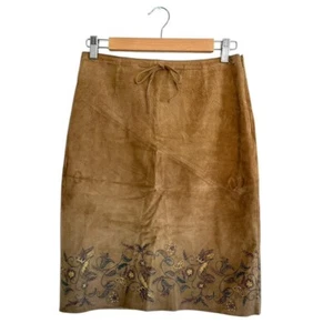 EXPRESS HELLBRAUN BOHO WILDLEDER BESTICKT MIDIROCK GRÖSSE 28 - Bild 1 von 7