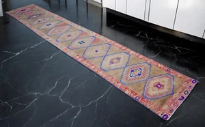 3x16 Runner Rug Hand Made Extra Long Hallway Rug Low Pile. Actual 2.8 x 15.11 ft - Picture 1 of 14