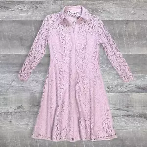 Vestido Camisa Nanette Lepore Josephine Rosa Encaje Acampanado Talla 2 Romántico Suave Niña - Imagen 1 de 8