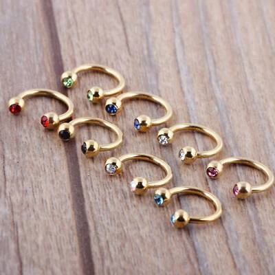 10 Piezas Aro de Herradura Circonita cúbica Nariz Tabique Anillo Pendientes Tragus Labio Cejas Anillos 16G Foto 1 de 4