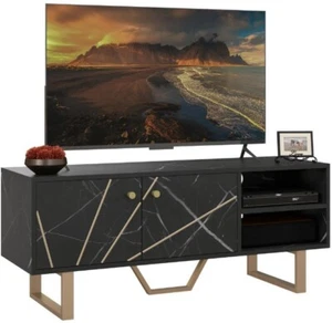 HOMCOM TV Unit for Living Room, TV Stand, Black Marble - Picture 1 of 11