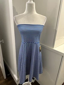 New With Tags JUICY COUTURE Ana Capri Convertible Coverup DRESS XL Blue White - Picture 1 of 7