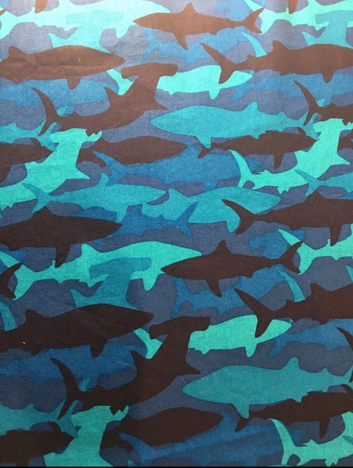 Shark Cotton Fabric Print - 27.5” x 43”(3/4 Yard) - Image 1 of 1