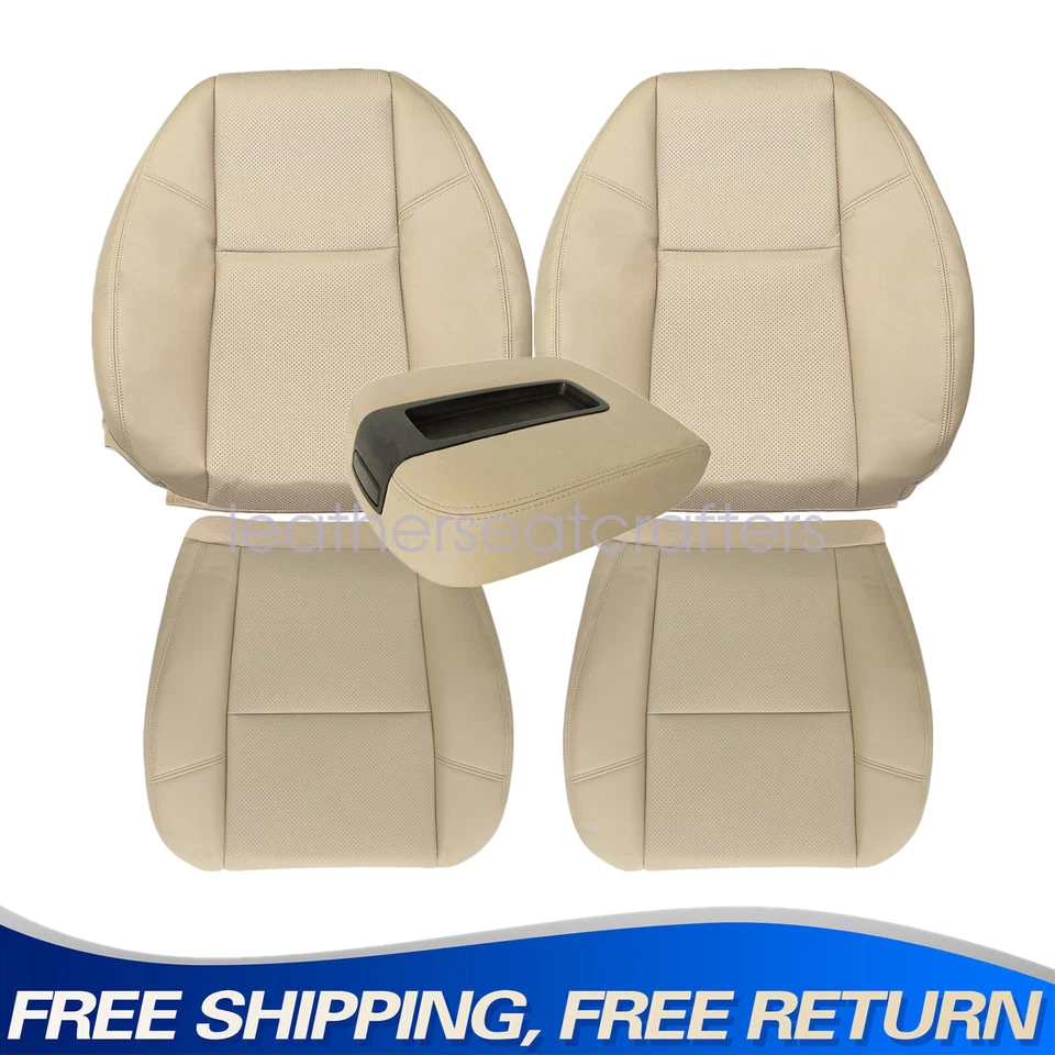 For 09-2014 GMC Sierra 3500 HD Front Both Side Perforated Leather Seat Cover Tan - Imagem 1 de 4