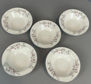 Edwin Knowles Park Lane 5 Rim Bowls Pink Flowers 6 3/8" Cereal Vtg Mid Century - Picture 1 of 8
