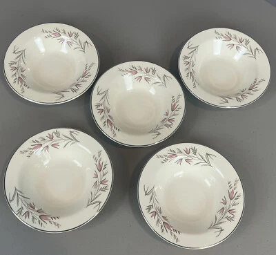 Edwin Knowles Park Lane 5 cuencos con borde flores rosas 6 3/8" cereal de colección mediados de siglo Foto 1 de 4