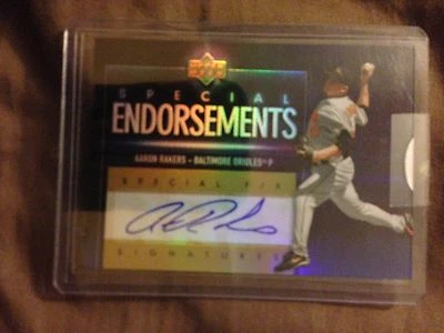 AARON RAKERS 2006 UPPER DECK UD F/X SPECIAL ENDORSEMENTS ORIOLES AUTOGRAPH AUTO! - Image 1 of 2