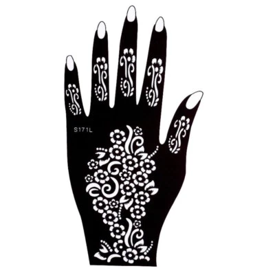 JUSTFOX Stencil per tatuaggio all'henné Kina dipinto a mano mano sinistra Dövme Mehndi