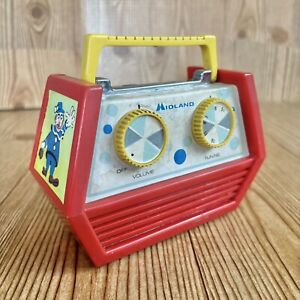 1970s Midland AM Transistor Toy Radio Clown Red Polka Dot Sanyo Korea VTG Toys