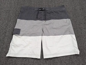 Pantalones Cortos de Natación George Para Hombres Negro Gris Rayas Forrados Talla Grande - Imagen 1 de 10