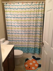 Bathroom Set Bath Shower Curtain & Rings - Picture 1 of 1