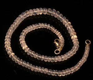Natural Ice Quartz Gemstone 4 to 7 mm Smooth Rondelle Shape Beads 16" Necklace - Picture 1 of 6