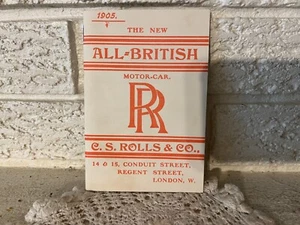 SALES BOOKLET New all British 1905 ROLLS-ROYCE CAR C.S. ROLLS & CO., - Picture 1 of 8
