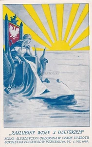 POLAND - "Zaslubiny Wisly z Baltykiem" Sokolstwa Polskiego Poznan 1929 Postcard - Picture 1 of 2