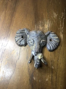 Cast Iron Dark Brown Elephant Head Wall Mount Coat Key Towel Hanger Hooks 4.25” - Picture 1 of 8