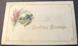 Felicitaciones de cumpleaños, vida en el campo - postal en relieve sin publicar del siglo XIX. - Imagen 1 de 5