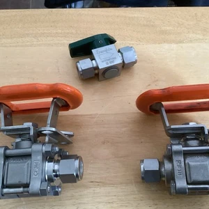 3 Each Swagelok 1/2 Tubing valves , SS-63TS8, SS-8P6T , SS- 63TS8-JLK Unused - Picture 1 of 8