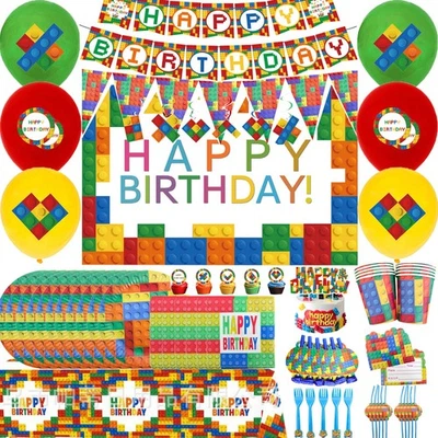 Lego Themed Party Decoration Kids Birthday Party Supplies Decor Building Blocks - image 1 of 4