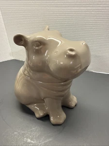 Threshold Hippo Cookie Jar Ceramic 2015 Target House Hippopotamus grey 8 1/2” - Picture 1 of 4
