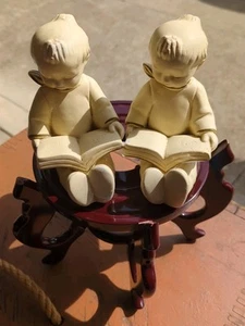Coppia fermalibri lettura bambini gesso Coventry Ware vintage anni 50 - Foto 1 di 6