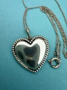 Tiffany & Co. Sterling Silver Beaded Heart Tag Chain Necklace 16” - Engravable - Picture 1 of 15