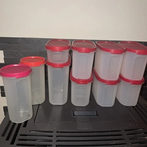 10Teiliges Tupperware Eidgenossen Set 2x650ml Rund ROT Vorrat Tupper Schütte TOP - Bild 1 von 5