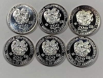 2013 Armenia 1/2oz Silver 200 Drahm. 6 pc Lot-3oz. Noah's Arc. - Image 1 of 3