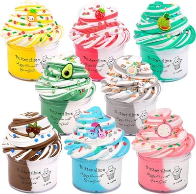 ROWECVCE Fluffy Butter Slime Kit for Girls 8 Pack, Stretchy and Non-Sticky, Party...