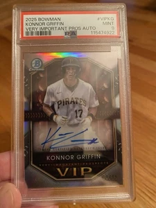 Konnor Griffin 2025 Bowman Very Important Prospects Auto 90/99 #vipkg PSA 9 - Bild 1 von 3
