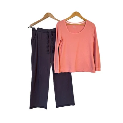 Conjunto de pijama de punto suave cómodo para mujer Gillian & Omalley talla M gris melocotón Foto 1 de 4