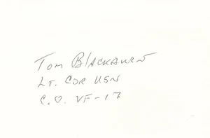 Tom Blackburn signierte Karteikarte WWII Ace O&E - Bild 1 von 1
