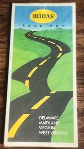 Vintage 1970er Midas Schalldämpfer Geschäfte Delaware Maryland Virginia West Virginia Karte  - Bild 1 von 3