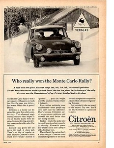 1963 CITROEN @ MONTE CARLO RALLY  ~  CLASSIC ORIGINAL PRINT AD - Picture 1 of 1