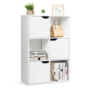 6 Cube Storage Display Shelf Bookshelf 3 Door Cabinet Organiser Display Unit - Picture 1 of 12