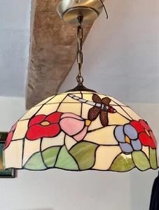Large Tiffany Hanging Ceiling Light VGC - Picture 1 of 7